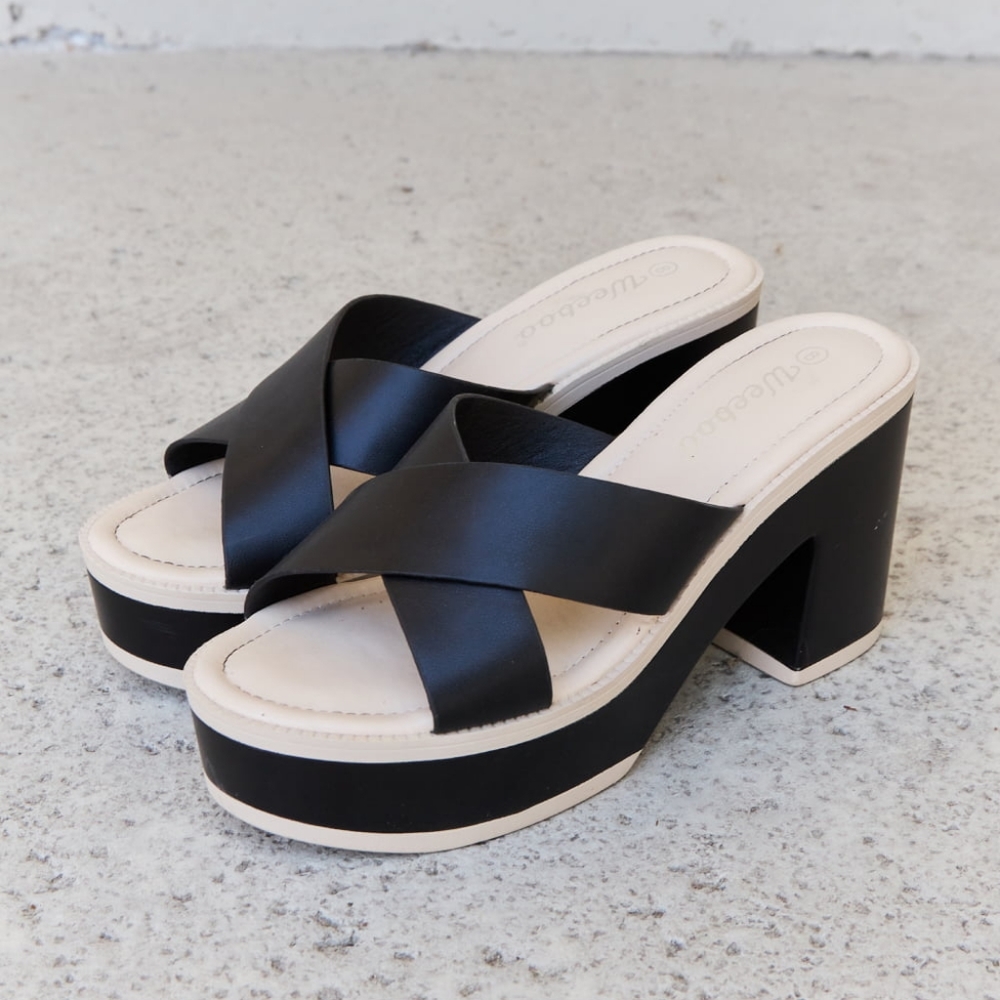 Cherish The Moments Contrast Platform Sandals in Black